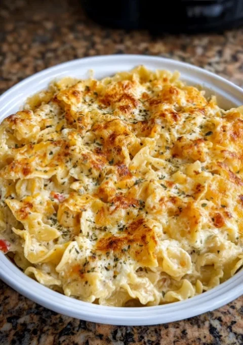 Slow Cooker Amish Pepper Jack Noodle Bake