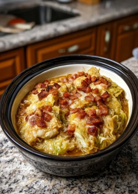 slow cooker braised cabbage and bacon