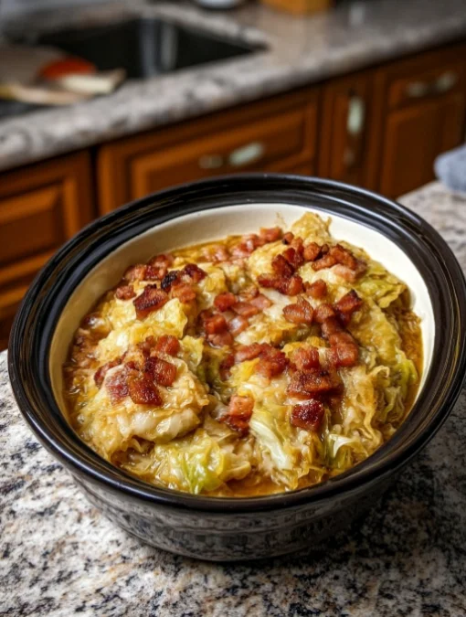slow cooker braised cabbage and bacon