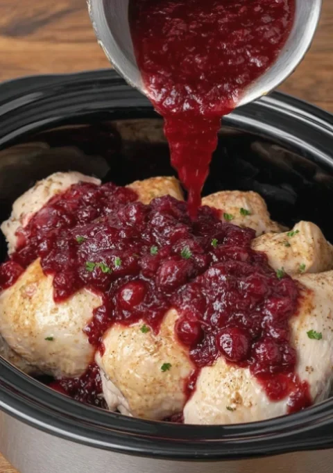 Slow cooker chicken with cranberry sauce recipe
