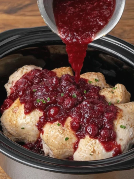 Slow cooker chicken with cranberry sauce