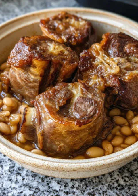 Slow Cooker Depression Era Pork Shanks and Navy Beans