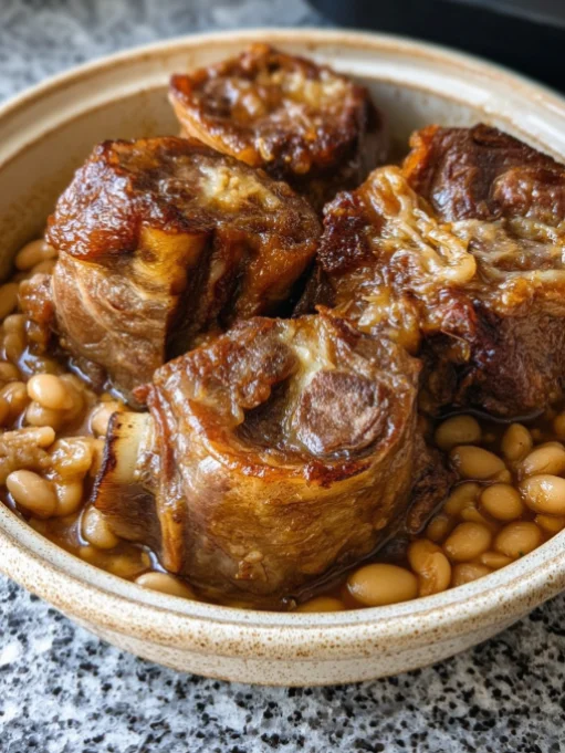Slow Cooker Depression Era Pork Shanks and Navy Beans