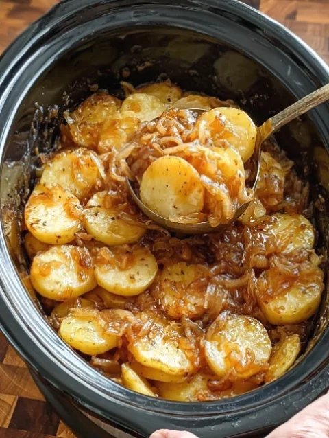 Slow Cooker Potato and Onion Bake