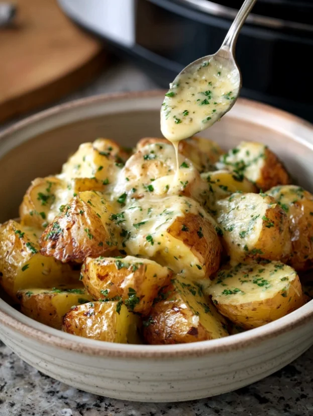 Slow Cooker Raclette Herb Potatoes