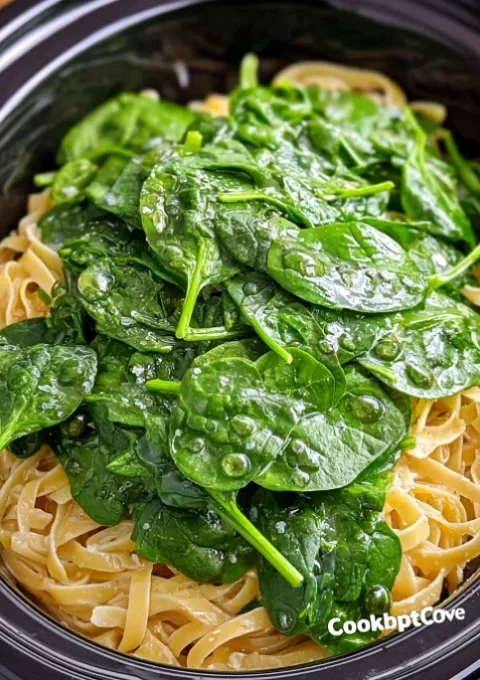 Slow Cooker Spinach Pasta Primavera