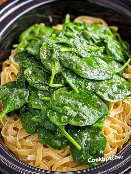 Slow Cooker Spinach Pasta Primavera