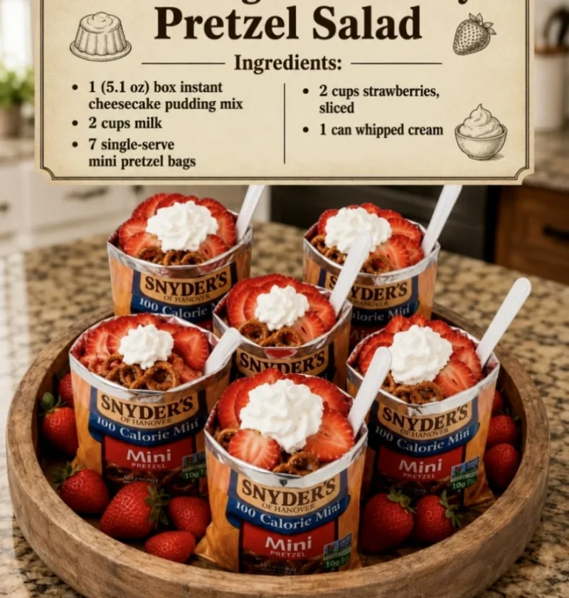 Walking Strawberry Pretzel Salad