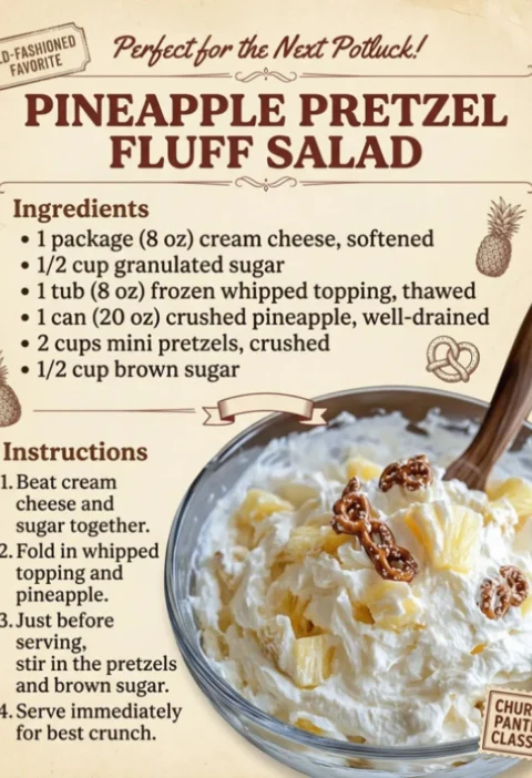 Irresistibly Creamy Pineapple Pretzel Fluff Salad Delight