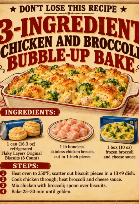 3-Ingredient Chicken and Broccoli Bubble-Up Bake