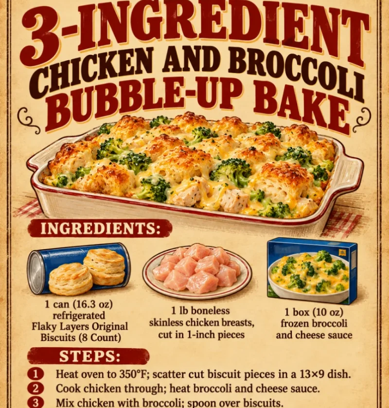 3-Ingredient Chicken and Broccoli Bubble-Up Bake
