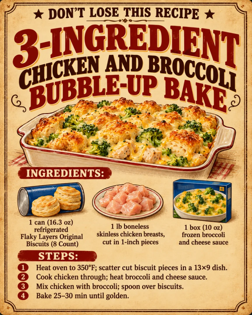 3-Ingredient Chicken and Broccoli Bubble-Up Bake