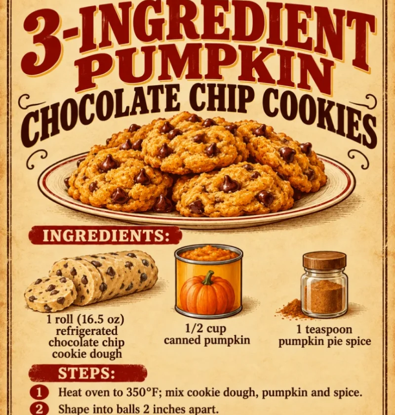 3-Ingredient Pumpkin Chocolate Chip Cookies