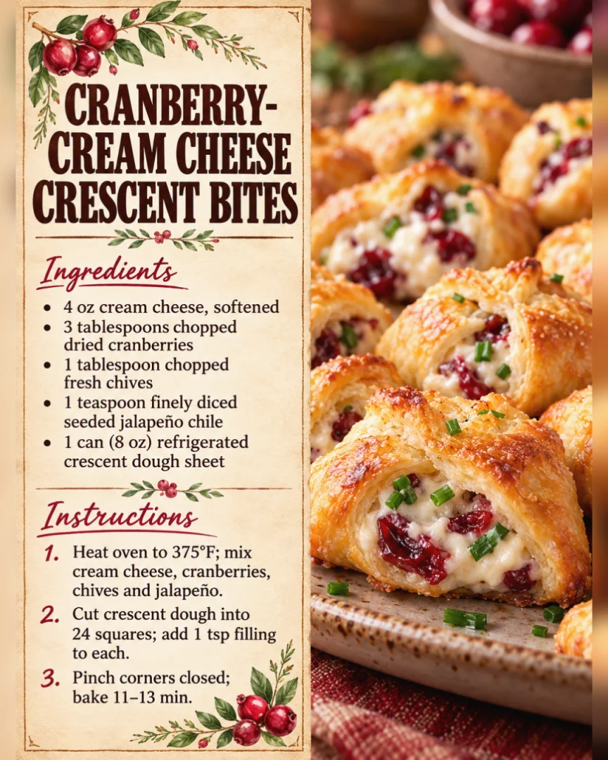 Cranberry-Cream Cheese Crescent Bites