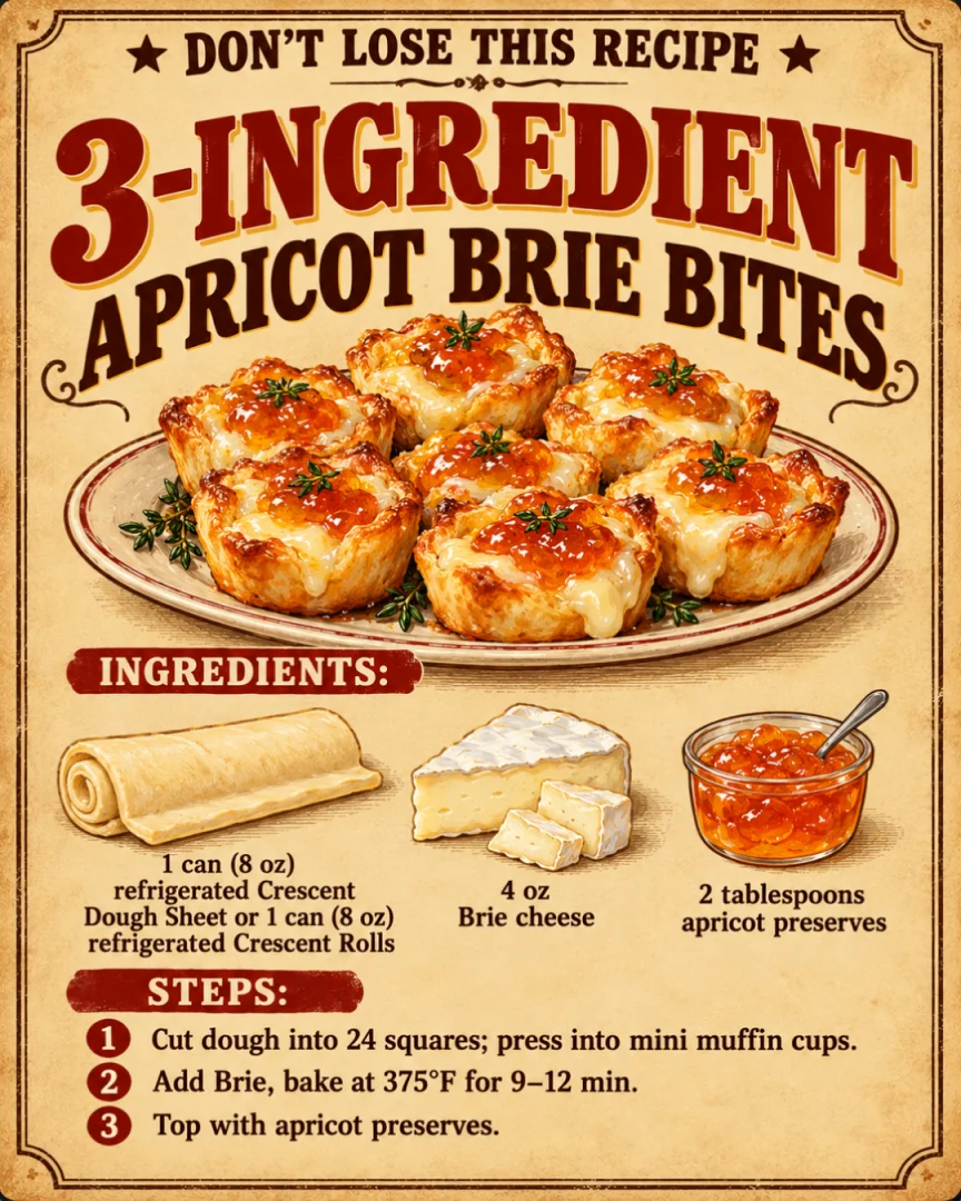 3-Ingredient Apricot Brie Bites
