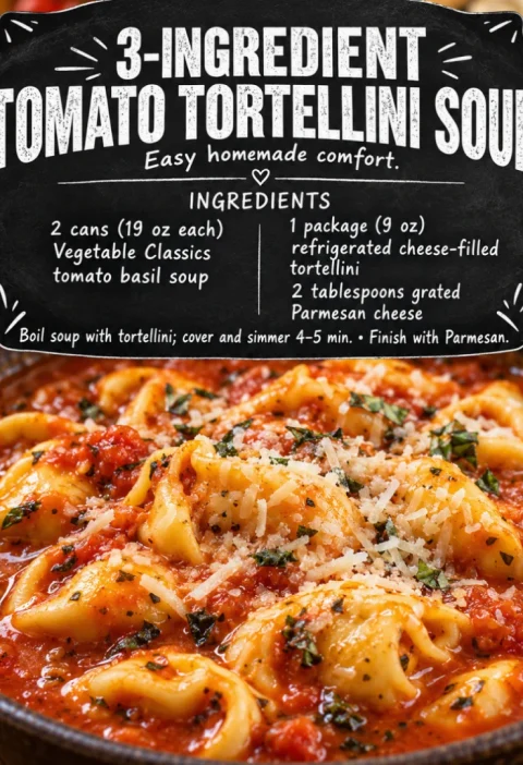 3-ingredient tomato tortellini soup