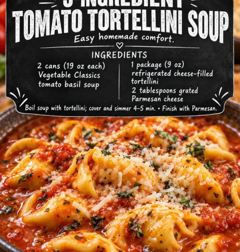 3-ingredient tomato tortellini soup