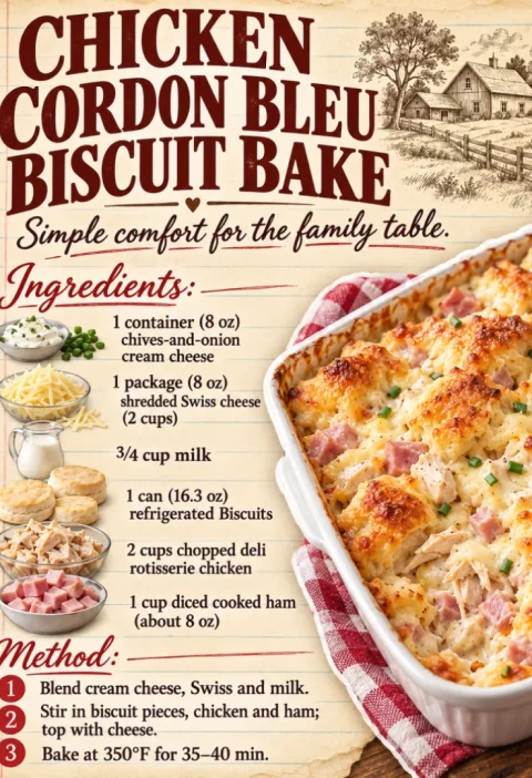 chicken cordon bleu biscuit bake