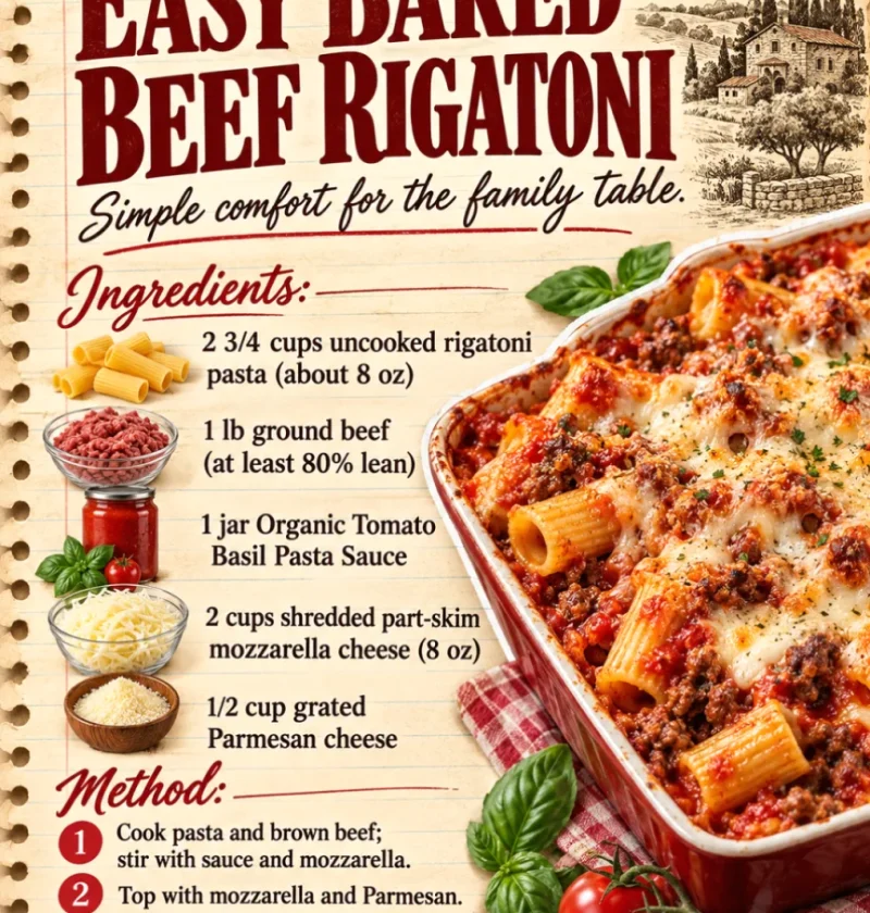 easy baked beef rigatoni