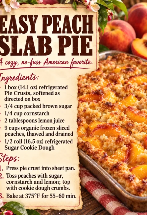 easy peach slab pie